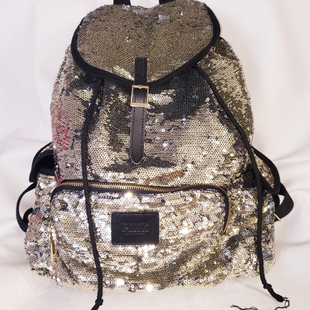 VICTORIA SECRET GOLD SEQUIN BACKPACK